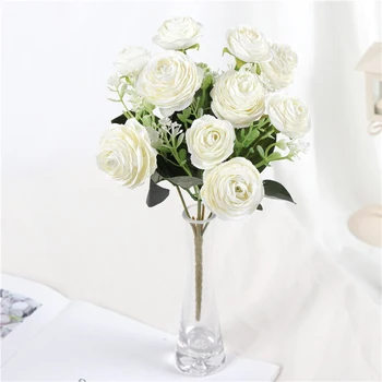 10 Galvą Mini Dirbtinių Rožių Žiedai, Vestuvių puokštė Balta Rausva Tailando Royal Rose Šilko gėlės Namų Puošybai Vestuves Dekoras