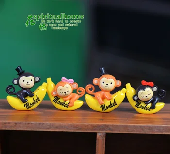 2 vnt mikro kraštovaizdžio puošmena Bananų Beždžionė pyragas apdaila pasidaryk pats apdailos medžiagos Priedai PVC Amatų Lėlės