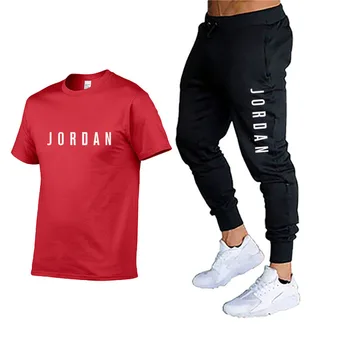 2020 kokybės naujas vasaros mados Jordanija vyriški T-shirt sportinę + atsitiktinis kelnės dviejų dalių sportinę vyrų ir moterų kostiumai.