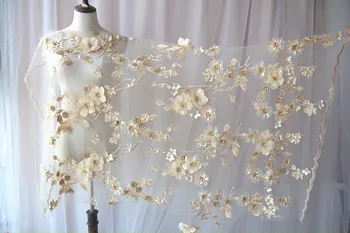 3D Nėrinių Gėlių Išsiuvinėta Vestuvinė Suknelė Nėrinių Audinio Suknelė, Vaikų drabužiai Vadovas 