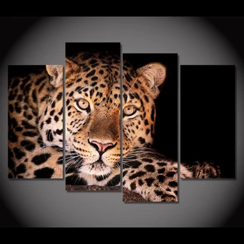 4 Gabalus Hd Spausdinimo Leopardą Pastebėjo Gyvūnų Modernaus Stiliaus Tapybos Drobės Plakatai ir Spausdina Sienos Nuotraukas Gyvenimo Kambario Dekoro