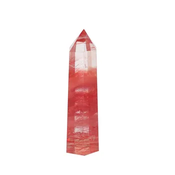 40-50MM Raudonas Lydyto Kvarco Kristalo Taško Gydymo Obeliskas Šešiakampe Lazdelė Reiki Natūralus kvarco kristalas roko akmens gydomąsias