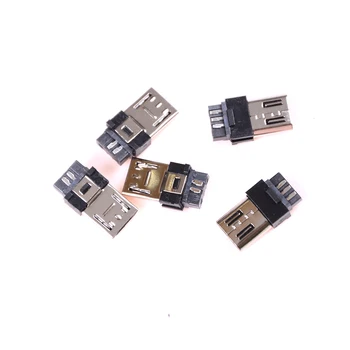 5vnt Juoda Micro USB 5 Pin Male Kištuko Lizdas, Jungtis&Plastiko Dangtelis, Skirtas 