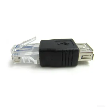 5vnt RJ45 Male Kištuko į USB AF Tipo Moterų Jack Adapteris, Lizdas, LAN Tinklo Ethernet Maršrutizatorius Plug