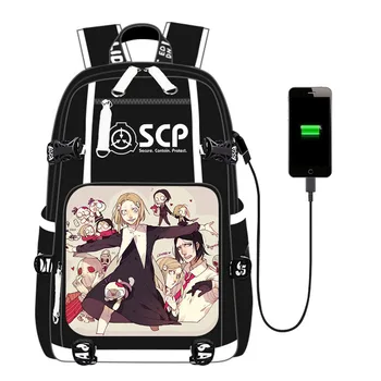 Anime SCP Modelio Kuprinė Kuprinė Kuprinę Su USB Įkrovimo lizdas tinka Studentams, Suaugusiems, Mados Stilius Talpa Mochilas