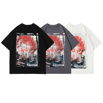 Aolamegs T-shirt Vyrai High Street Bad Boy Spausdinti O-Neck Tee Marškinėliai Vasarą Laisvi Atsitiktinis Mados Viršūnes Derliaus Hip-Hop Streetwear Vyrai