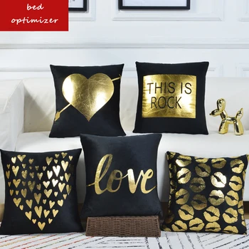 Aukso raidėmis kūrybos pagalvėlė padengti aukso žodžiai endented dekoratyvinės pagalvės caes