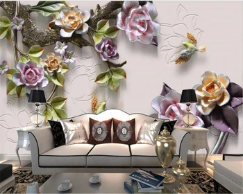 Beibehang Pritaikyti bet kokio dydžio 3d tapetai įspaustais rožių TV fono sienos tapetų namų dekoro tėtis peint freskos 3d behang