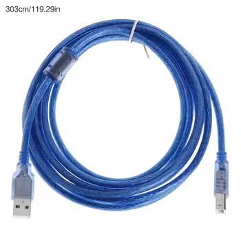 Didelės Spartos Skaidrus, Mėlynas USB 2.0 Spausdintuvo Kabelis Type A Male B Tipo Vyrų Dvigubo Ekranavimo 0,3 m, 1 m, 1,5 m, 2,6 m