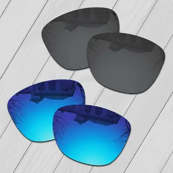E. O. S 2 Poros Black & Ice Blue Poliarizuota Pakeitimas Objektyvai už Oakley Frogskins OO9013 Akiniai nuo saulės