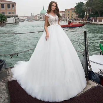 Eightale Princesė Vestuvių Suknelės 2020 M. Scoop Bžūp Rankovėmis Appliques Nėrinių Užsakymą Zawalcowany Senovinių Vestuvių Suknelės, Nuotakų Suknelės