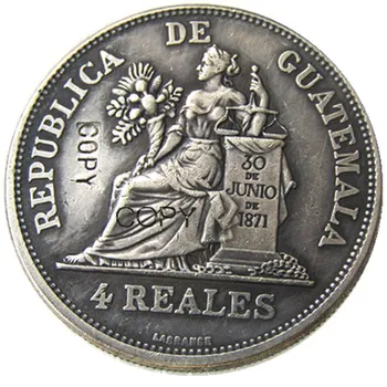 Gvatemala 1894 4 Reales Sidabro Padengtą Kopijuoti Monetos