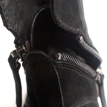 Iki 2017 m. pavasario rudens juodos verstos odos kulkšnies trumpas batai, storu kulnu, suapvalinti tne pusėje užtrauktukas bateliai vyriški kietas armijos įkrovos size45