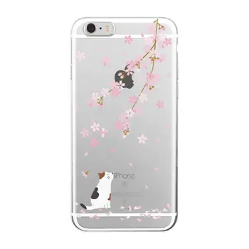 IPhone 12 11 Pro 6S 7Plus 7 8 8Plus XS Max Koi Žuvų Cherry Blossom Pasisekė Katė Japonų Modelis Minkštas Aišku, Telefono dėklas Fundas