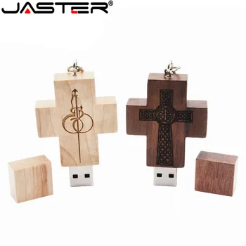 JASTER karšto pardavimo kūrybos 2 spalvų medinių kryžių realias galimybes USB 2.0 4GB/8GB/16GB/32GB/64GB USB flash drive, 10 VNT nemokama LOGO