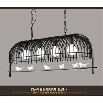 Juoda/balta birdcage senovinių geležies sieniniai šviestuvai valgomasis geležies pakabukas lempa, namų apšvietimas, modernios E27