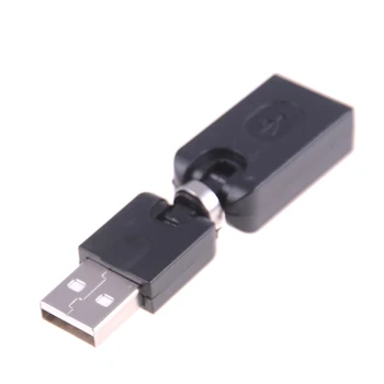 Juoda USB 2.0 Vyrų ir Moterų 360 Laipsnių Besisukantis USB Adapteris Lankstus Swivel Pasukti Kampu Extension Adapter
