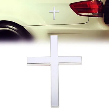 JX-LCLYL 3D Metalo Krikščionių Kryžius Automobilio Pusėje Kūno Kamieno Logotipas Ženklelis, Lipdukas, Decal, Sidabrinė