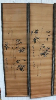 Kinija pažymėkite tapybos Keturių ekrano paveikslai Viduryje salėje kabo tapybos Zheng Banqiao Bambuko