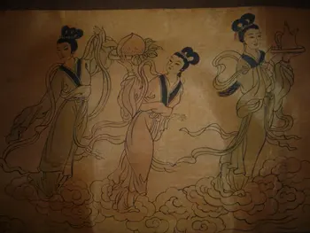 Kolekcionavimas Kinijos Senas Pažymėkite Tapybos--Kelionė į mėnulį,Rankų tapybos, Meno darbai /Apdailos, 400CM Ilgio, Nemokamas Pristatymas