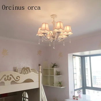 Korėjos kaimo kristalų lempos paprastos Europos stiliaus kaustytomis geležies rožinė princesė kambarys šiltas kambarys