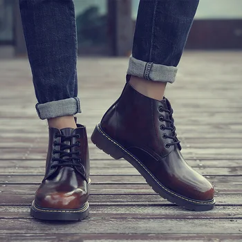 Korėjos stiliaus vyrų mados kaubojaus batai juodi rudi batai natūralios odos kulkšnies įkrovos platforma botas de homens chaussure homme vyras