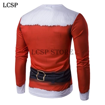 LCSP Linksmų Kalėdų Cosplay 3D Spausdinimo Santa Claus T-shirt Kostiumas Naujiena 3d Atspausdintas Vyrų Top marškinėliai Drabužių