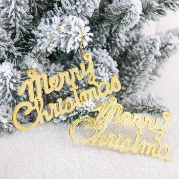 Linksmų Kalėdų Anglų Laiškas Prekės Ženklas Mini Medis Pakabukas Medžio Apdaila Apkalos Plastikinių Langų Sąrašas
