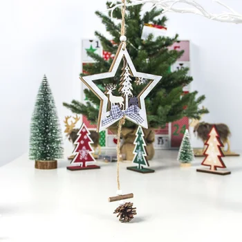 Medienos Išpjovą Kabo Ženklas Papuošalai Turo Žvaigždė Kalėdų Karolius, Dekoratyviniai Kalėdų Eglutės Šventė Šalies Prekių