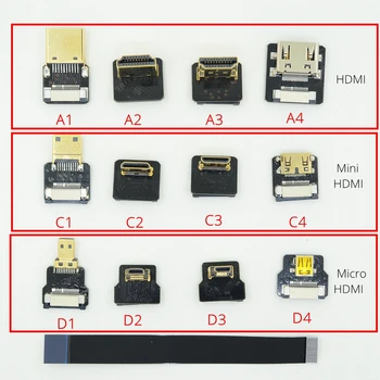 Micro HDMI FPV Kabelis, FPC Žemyn Kampu, Micro-HDMI, D Tipo, kad Standartinis HDMI Ribbo Kabelis, skirtas FPV Brushless Nešiojamą Gimbal Servo D3-A