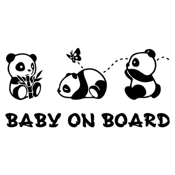 Mielas Panda Baby Automobilių Įspėjamieji Lipdukai Automobilio Langų Apdailos Asmenybės Pvc, atsparus Vandeniui Automobilių Lipdukas Juodas/baltas, 18cm * 8cm