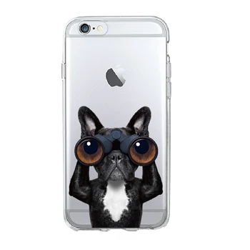 Mielas Šuniukas Pug Kietas prancūzų Buldogų Šunų Minkšta Telefono dėklas Coque Funda iPhone 12 11 Pro 7 7Plus 5 5S 6S 6Plus 8 8Plus X XS Max