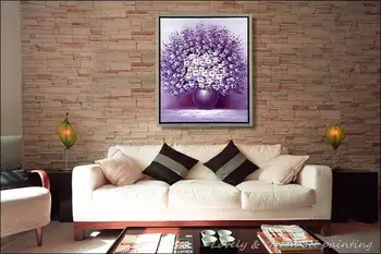 Mintura Rankomis Dažyti Violetinė Gėlė Naftos Tapyba Ant Drobės Šiuolaikinės Dekoratyvinės Plakatai Sienos Meno Nuotrauką Kambarį Unikali Dovana