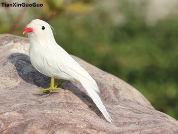 Modeliavimo paukštis sunkiai modelis polietileno&plunksnos baltas paukštis apie 12cm,rankdarbių namų, sodo puošmena dovana s1061
