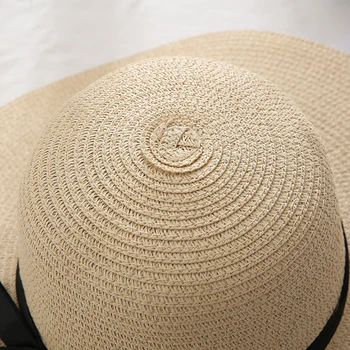 Moterų Vasaros Kelionių Paplūdimio UV Apsauga Bowknot Platus Kraštų Šiaudų Skrybėlę nuo Saulės Bžūp ponios skrybėlės Priedai fashon bžūp madinga