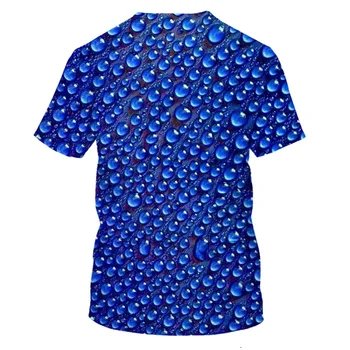 Mėlyna 3D Vandens Lašeliais, Spausdinimo Marškinėlius Vyrų 2020 M. visiškai Nauja, Slim Fit Trumpas Rankovės Marškinėliai Vyrams, Moterims, Harajuku Atsitiktinis Marškinėliai Homme