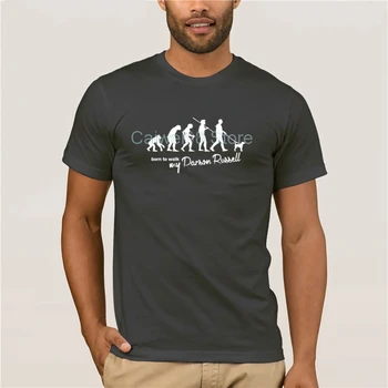 Nauja Vasaros vyriški Laisvalaikio Print T-Shirt Hunde EVOLIUCIJA KLEBONAS RUSSELL Terjeras, Gimęs Vaikščioti Kūrybos Grafinis T-shirt Viršų