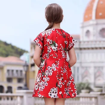 Pavasarį, Rudenį, Vaikų mergaičių Drabužiai vaikams vakare šalies drabužių italijos gėlių spausdinimo Suknelė infantilus mergina oficialų raudonos suknelės