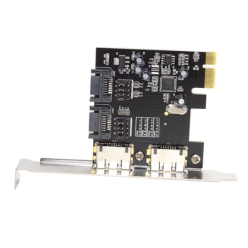 PCI-E Adapter PCI-E-4 Uostai SATA 3.0 ESATA PCIE SATA3 6Gbps Plėtros Kortelę Juoda