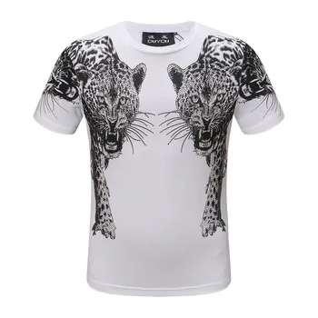 PPFRIEND prekės trumpą vasaros vyrų marškinėlius patogus, kvėpuojantis juoda balta marškinėliai vyrų mados medvilnės marškinėliai kaukolės modelis 6770