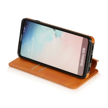 Prabangus Odinis Flip Case For Samsung Galaxy S8 S9 S10 Pastaba 8 9 10 Plius Padengti Note8 Note9 Note10 Telefono Krepšiai Atvejais Magnetinio Coque