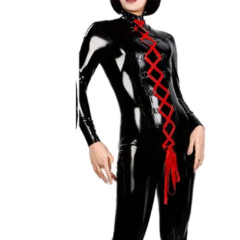 Raudona Jungiamąją Bodysuit Moterų Egzotinių Catwoman Cosplay Catsuit Gotikos Nelaisvėje Jumpsuit Helovinas Klubas Šalies Fantasia Kostiumas