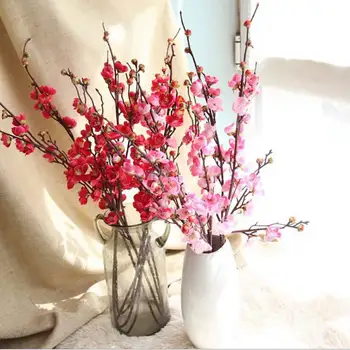 Raudonųjų Slyvų Žiedų Dirbtinės Gėlės Plastiko Filialas Namų Vestuvių PASIDARYK pats Apdailos Kambarį Putų Kalėdų Netikrą Gėlės #1