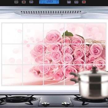 Rausva Rožė Sienos Lipdukas virtuvės meno apdailos išmetamųjų riebalų naftos įrodymas lipdukai 75 * 45cm