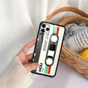 RETRO kasetinį vintage0 Telefono dėklas Grūdintas stiklas iphone 11 12 PRO MAX X XS XR 5C 6 6S 7 8 plius