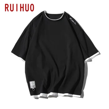 RUIHUO Pusė Rankovės Vintage Marškinėliai Vyrams Viršūnes Harajuku T-Shirt Vyrai Marškinėlius Japonijos Streetwear Mens Drabužius Hip-Hop 3XL 2021