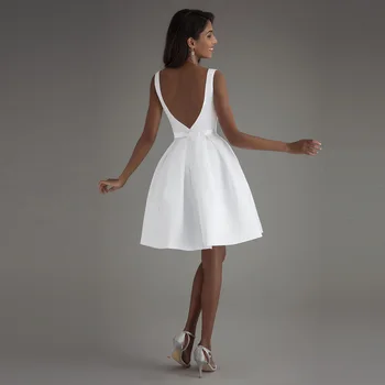 Trumpa Vestuvinė Suknelė 2020 Paplūdimio Baltos Nuotakos Suknelės Backless vestido de noiva Realios Foto Vestuves Suknelė