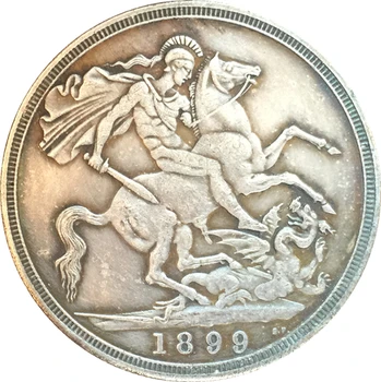 Uk 1899 1 Crown - Victoria 3 portreto kopija, monetų