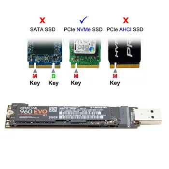 USB 3.0 2 M. NGFF NVME M-key SSD Išorės PCBA Conveter Adapterį su 