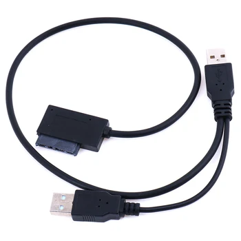 USB2.0 6+7 13Pin Slimline Slim SATA Kabelis Su išoriniu USB 2.0 Maitinimo Laptopo CD-ROM, DVD-ROM KEISTA, Adapteris Keitiklis
